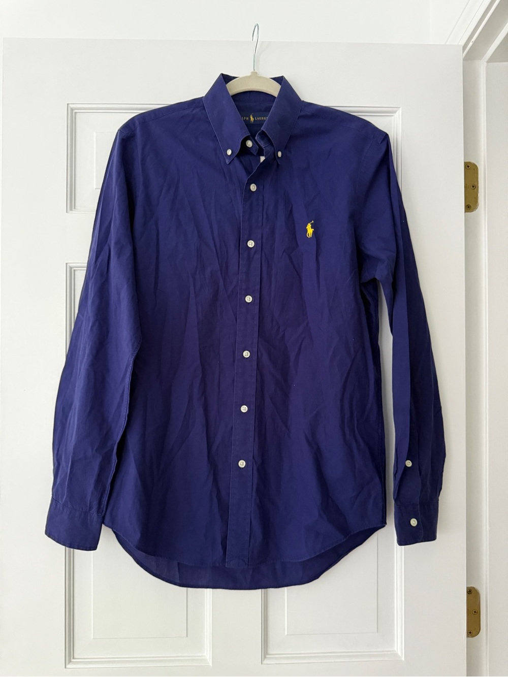 Ralph Lauren Men’s Button-Down Oxford Shirt - Navy with Yellow Pony SMALL